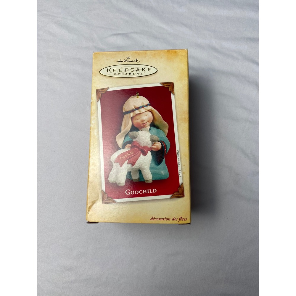 Hallmark Keepsake Ornament Godchild 2004 Nina Aube Girl with Lamb QXG5644